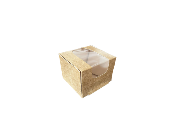 Cutie cu fereastra, kraft, 10*10*8 cm, 50 buc/bax