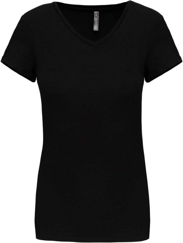 Tricou de dama cu maneca scurta, decolteu V, negru
