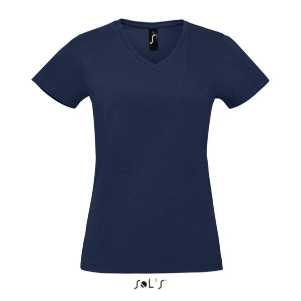 Tricou de dama cu maneca scurta, decolteu V, french navy