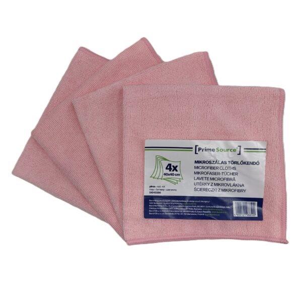 Lavete de microfibra Prime Source, 4 buc/ pach, rosu